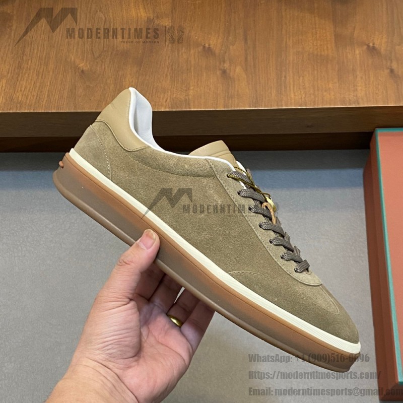 Loro Piana Tennis Walk Sneaker FAN8505-506Z Army Gray Suede Men's Shoe Loro Piana Tennis Walk Sneaker FAN8505-506Z in Army Gray Suede for Men
