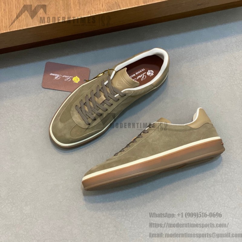 Loro Piana Tennis Walk Sneaker FAN8505-506Z Army Gray Suede Men's Shoe Loro Piana Tennis Walk Sneaker FAN8505-506Z in Army Gray Suede for Men