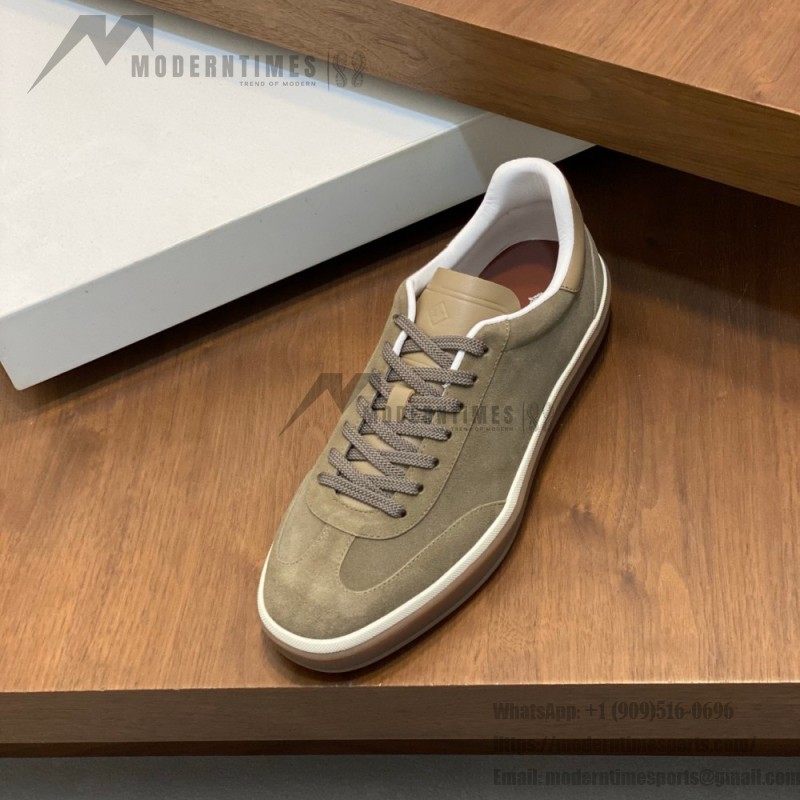 Loro Piana Tennis Walk Sneaker FAN8505-506Z Army Gray Suede Men's Shoe Loro Piana Tennis Walk Sneaker FAN8505-506Z in Army Gray Suede for Men