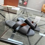 Loro Piana Pilat Plain Walk Sandal FAP1185-8000 Black Men's Comfort Sandals Front View