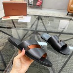 Loro Piana Pilat Plain Walk Sandal FAP1185-8000 Black Men's Comfort Sandals Front View