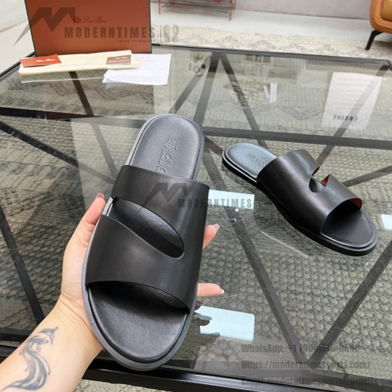Loro Piana Pilat Plain Walk Sandal FAP1185-8000 Black Men's Comfort Sandals Front View