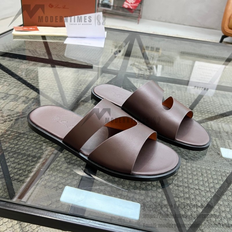 Loro Piana Pilat Plain Walk Sandal FAP1185-H0JF Dark Moka Footwear Loro Piana Pilat Plain Walk Sandal FAP1185-H0JF Dark Moka Men's Comfort Sandals Front View