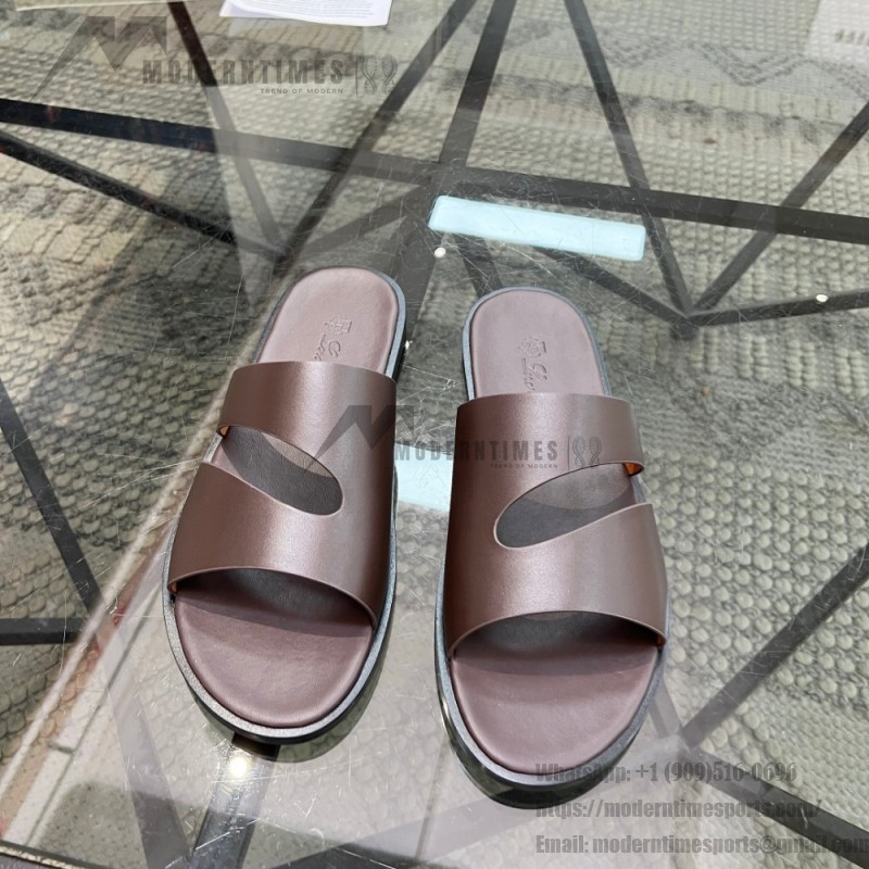 Loro Piana Pilat Plain Walk Sandal FAP1185-H0JF Dark Moka Footwear Loro Piana Pilat Plain Walk Sandal FAP1185-H0JF Dark Moka Men's Comfort Sandals Front View