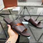 Loro Piana Pilat Plain Walk Sandal FAP1185-H0JF Dark Moka Footwear Loro Piana Pilat Plain Walk Sandal FAP1185-H0JF Dark Moka Men's Comfort Sandals Front View