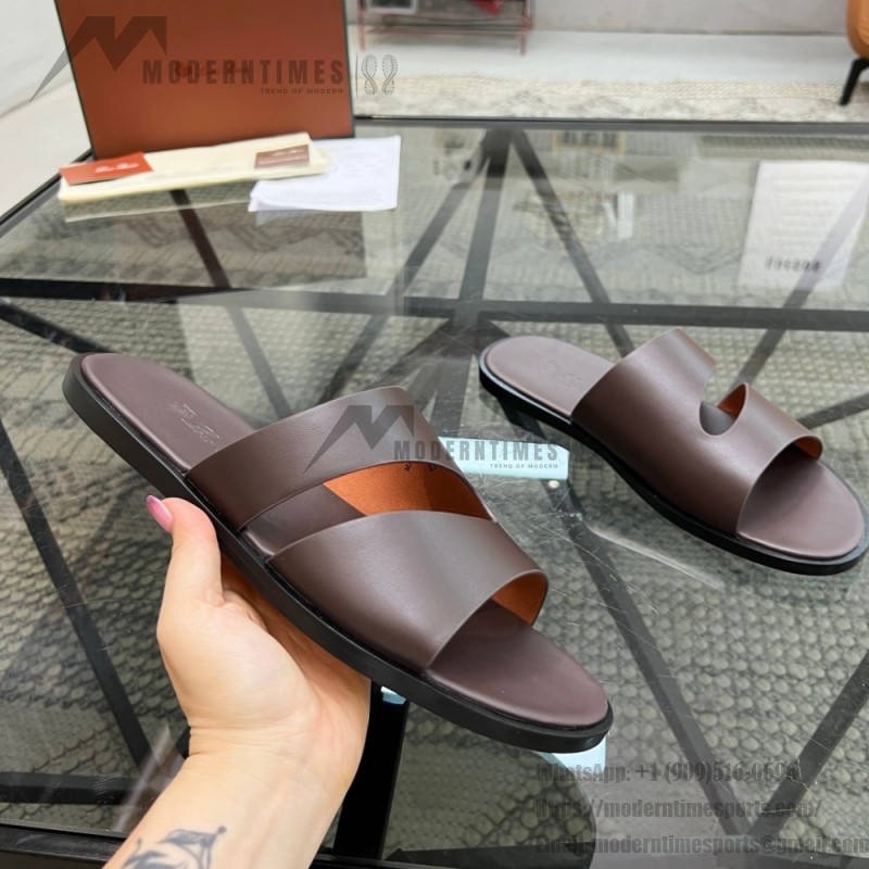 Loro Piana Pilat Plain Walk Sandal FAP1185-H0JF Dark Moka Footwear Loro Piana Pilat Plain Walk Sandal FAP1185-H0JF Dark Moka Men's Comfort Sandals Front View