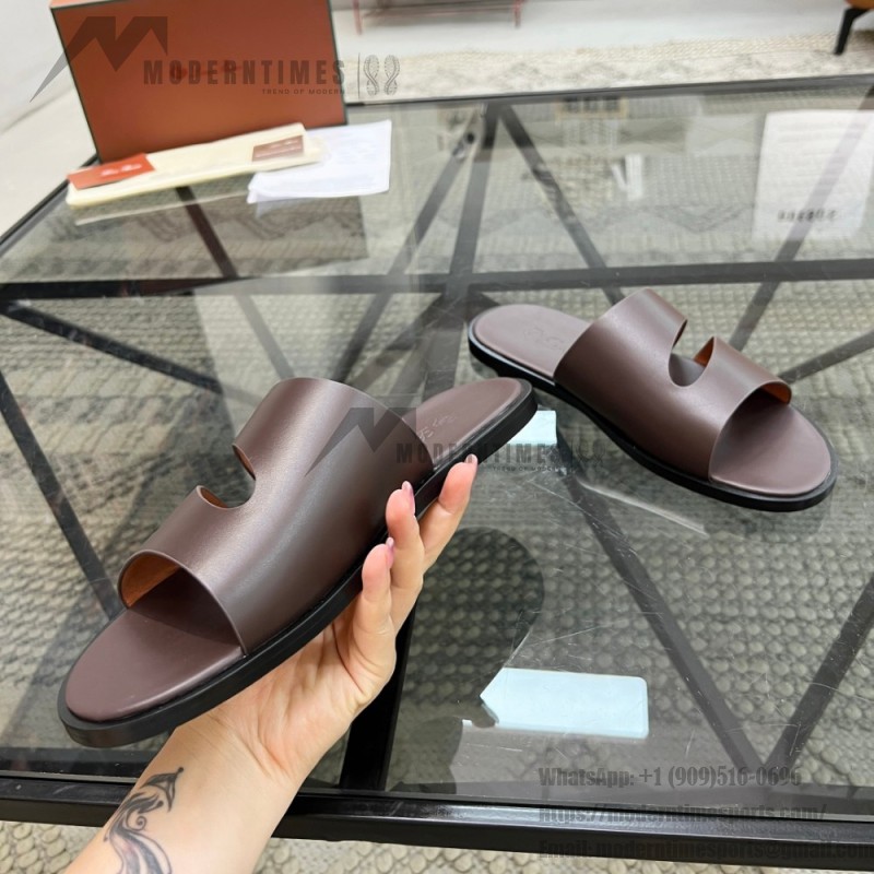Loro Piana Pilat Plain Walk Sandal FAP1185-H0JF Dark Moka Footwear Loro Piana Pilat Plain Walk Sandal FAP1185-H0JF Dark Moka Men's Comfort Sandals Front View