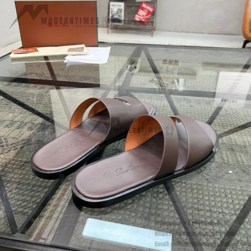 Loro Piana Pilat Plain Walk Sandal FAP1185-H0JF Dark Moka Footwear Loro Piana Pilat Plain Walk Sandal FAP1185-H0JF Dark Moka Men's Comfort Sandals Front View
