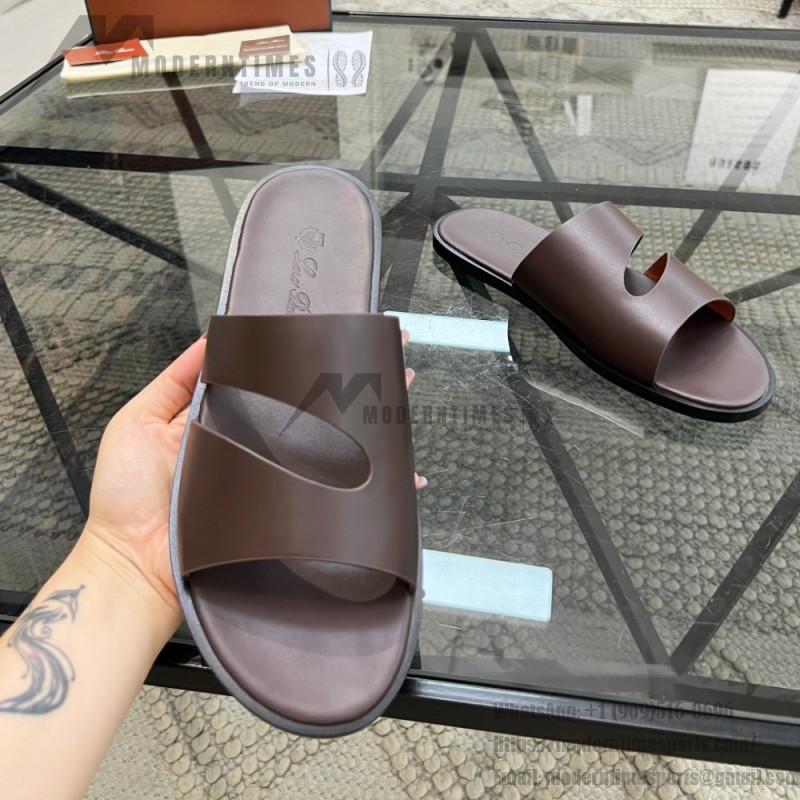 Loro Piana Pilat Plain Walk Sandal FAP1185-H0JF Dark Moka Footwear Loro Piana Pilat Plain Walk Sandal FAP1185-H0JF Dark Moka Men's Comfort Sandals Front View