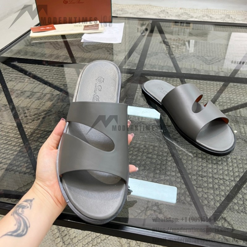 Loro Piana Pilat Plain Walk Sandal FAP1185-8000 Black Men's Comfort Sandals Front View