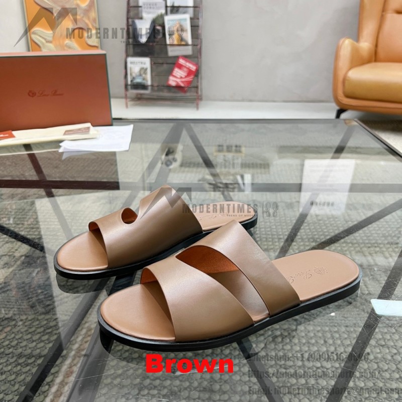 Loro Piana Pilat Plain Walk Sandal FAP1185-H0JF Dark Moka Footwear Loro Piana Pilat Plain Walk Sandal FAP1185-H0JF Dark Moka Men's Comfort Sandals Front View
