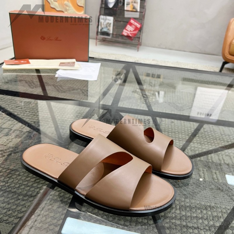 Loro Piana Pilat Plain Walk Sandal FAP1185-H0JF Dark Moka Footwear Loro Piana Pilat Plain Walk Sandal FAP1185-H0JF Dark Moka Men's Comfort Sandals Front View