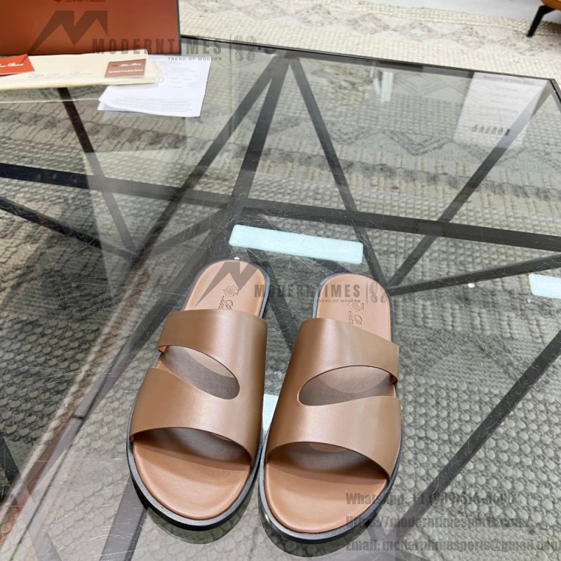 Loro Piana Pilat Plain Walk Sandal FAP1185-H0JF Dark Moka Footwear Loro Piana Pilat Plain Walk Sandal FAP1185-H0JF Dark Moka Men's Comfort Sandals Front View