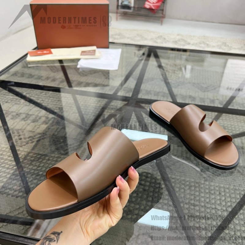 Loro Piana Pilat Plain Walk Sandal FAP1185-H0JF Dark Moka Footwear Loro Piana Pilat Plain Walk Sandal FAP1185-H0JF Dark Moka Men's Comfort Sandals Front View