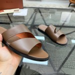 Loro Piana Pilat Plain Walk Sandal FAP1185-H0JF Dark Moka Footwear Loro Piana Pilat Plain Walk Sandal FAP1185-H0JF Dark Moka Men's Comfort Sandals Front View