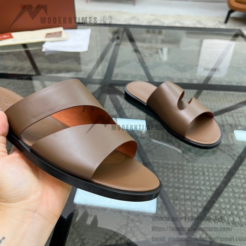 Loro Piana Pilat Plain Walk Sandal FAP1185-H0JF Dark Moka Footwear Loro Piana Pilat Plain Walk Sandal FAP1185-H0JF Dark Moka Men's Comfort Sandals Front View