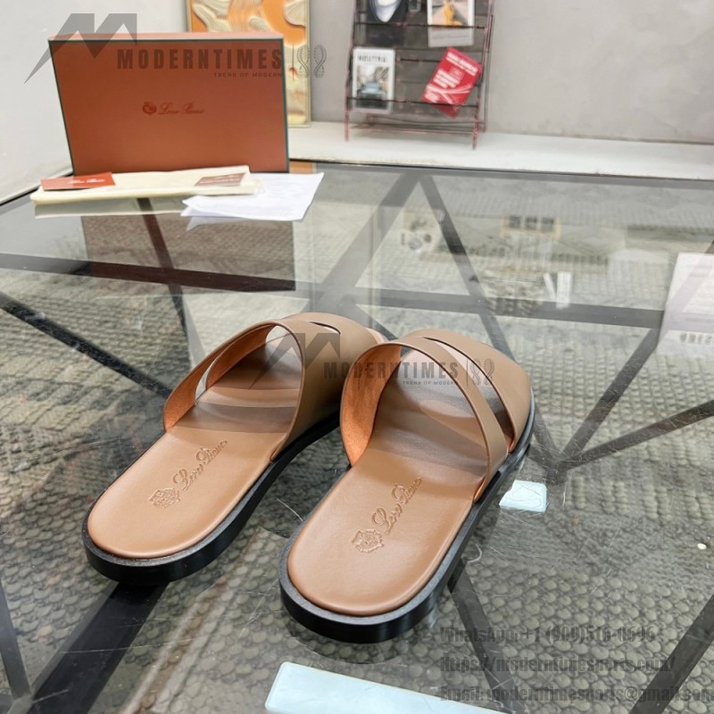 Loro Piana Pilat Plain Walk Sandal FAP1185-H0JF Dark Moka Footwear Loro Piana Pilat Plain Walk Sandal FAP1185-H0JF Dark Moka Men's Comfort Sandals Front View