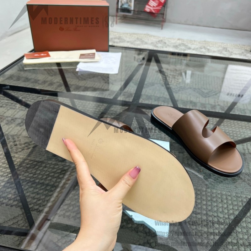 Loro Piana Pilat Plain Walk Sandal FAP1185-H0JF Dark Moka Footwear Loro Piana Pilat Plain Walk Sandal FAP1185-H0JF Dark Moka Men's Comfort Sandals Front View