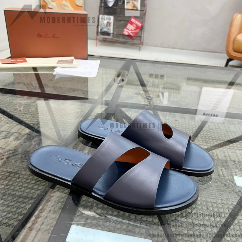 Loro Piana Pilat Plain Walk Sandal FAP1185-8000 Black Men's Comfort Sandals Front View