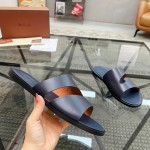 Loro Piana Pilat Plain Walk Sandal FAP1185-8000 Black Men's Comfort Sandals Front View
