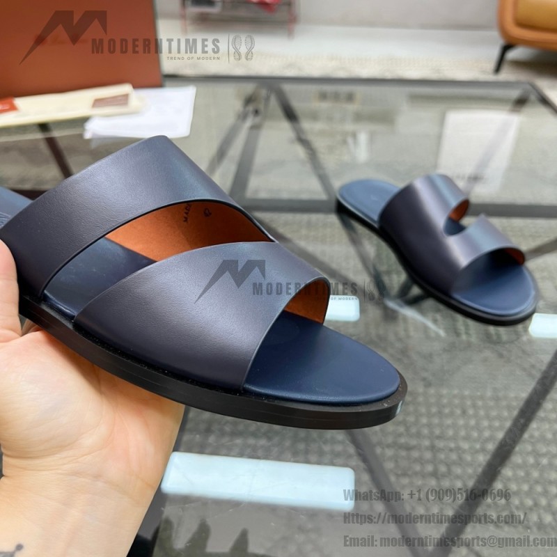 Loro Piana Pilat Plain Walk Sandal FAP1185-8000 Black Men's Comfort Sandals Front View