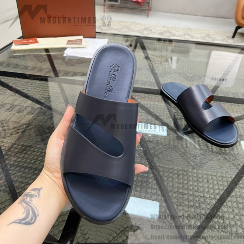 Loro Piana Pilat Plain Walk Sandal FAP1185-8000 Black Men's Comfort Sandals Front View