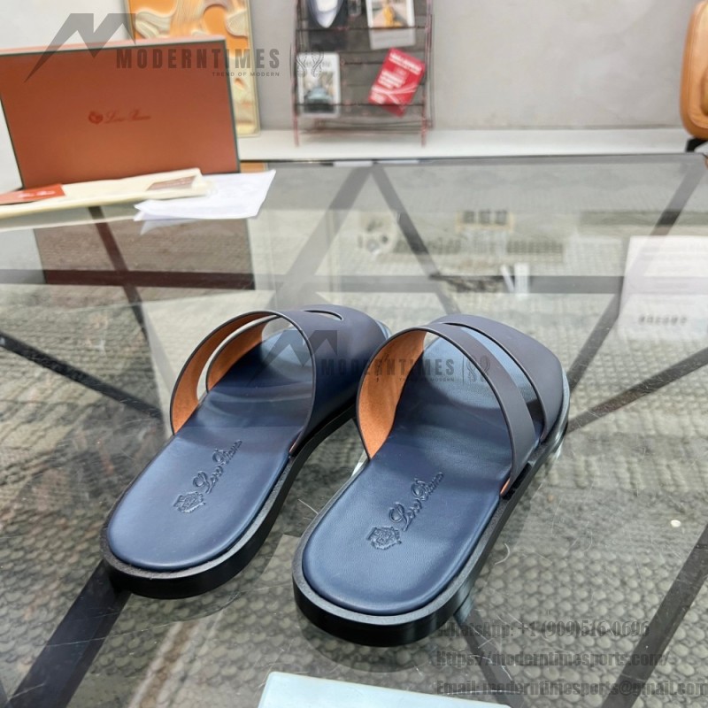 Loro Piana Pilat Plain Walk Sandal FAP1185-8000 Black Men's Comfort Sandals Front View