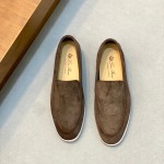 Loro Piana Summer Walk Loafer FAE8124-MD84 Warm Gray Unisex Comfort Shoes Front View