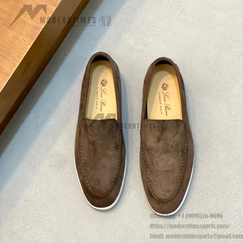 Loro Piana Summer Walk Loafer FAE8124-MD84 Warm Gray Unisex Comfort Shoes Front View