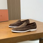 Loro Piana Summer Walk Loafer FAE8124-MD84 Warm Gray Unisex Comfort Shoes Front View