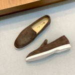 Loro Piana Summer Walk Loafer FAE8124-MD84 Warm Gray Unisex Comfort Shoes Front View