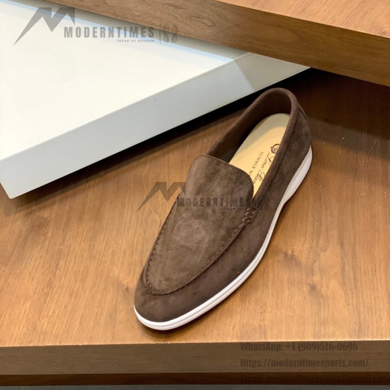 Loro Piana Summer Walk Loafer FAE8124-MD84 Warm Gray Unisex Comfort Shoes Front View