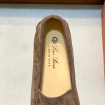 Loro Piana Summer Walk Loafer FAE8124-MD84 Warm Gray Unisex Comfort Shoes Front View