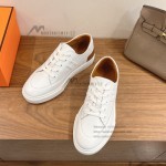 HERMES Deep leather sneakers H231888ZH1W440 white low-top unisex luxury shoes