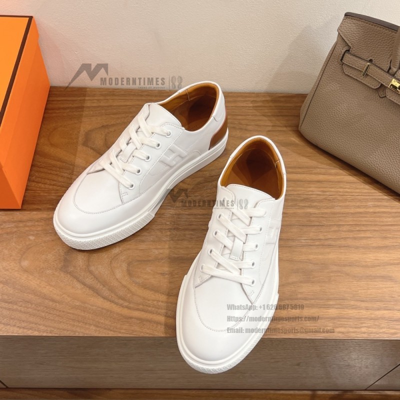 HERMES Deep leather sneakers H231888ZH1W440 white low-top unisex luxury shoes