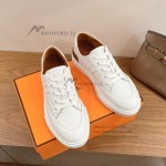 HERMES Deep leather sneakers H231888ZH1W440 white low-top unisex luxury shoes