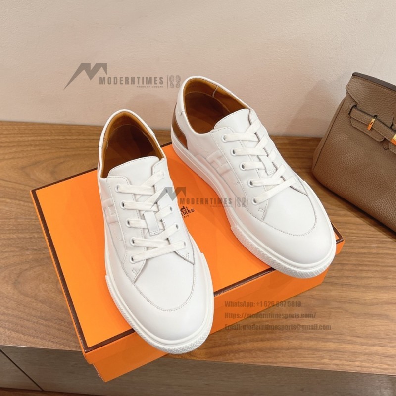 HERMES Deep leather sneakers H231888ZH1W440 white low-top unisex luxury shoes