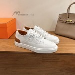 HERMES Deep leather sneakers H231888ZH1W440 white low-top unisex luxury shoes