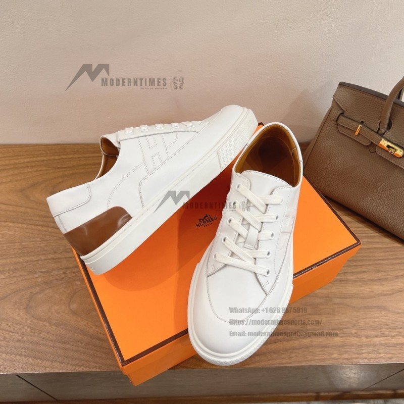 HERMES Deep leather sneakers H231888ZH1W440 white low-top unisex luxury shoes