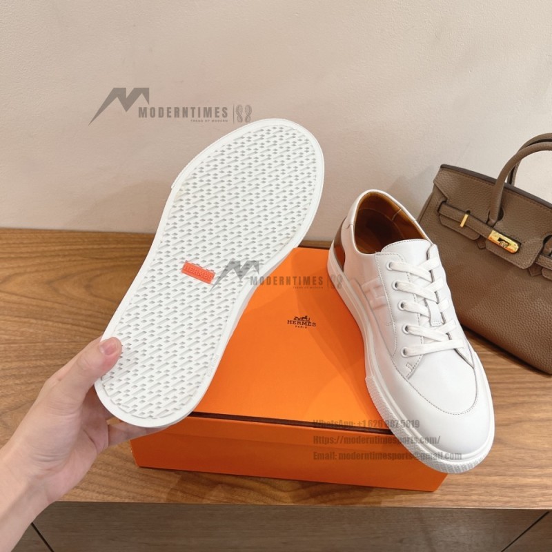 HERMES Deep leather sneakers H231888ZH1W440 white low-top unisex luxury shoes