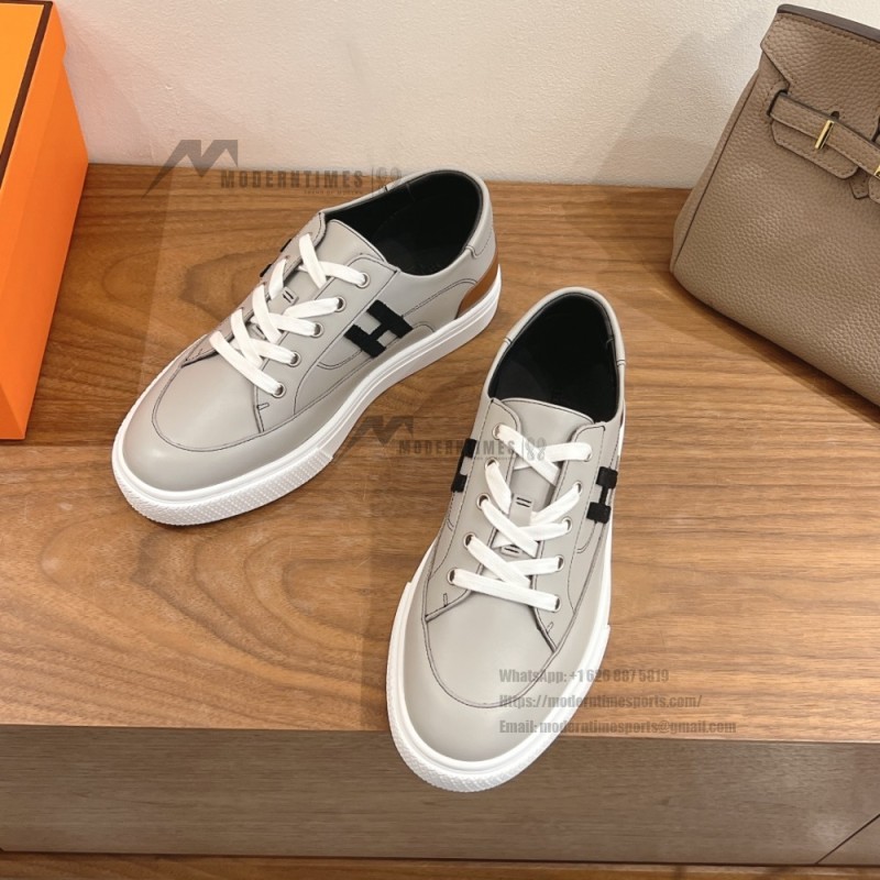 HERMES grey leather low-top sneakers unisex luxury designer shoes