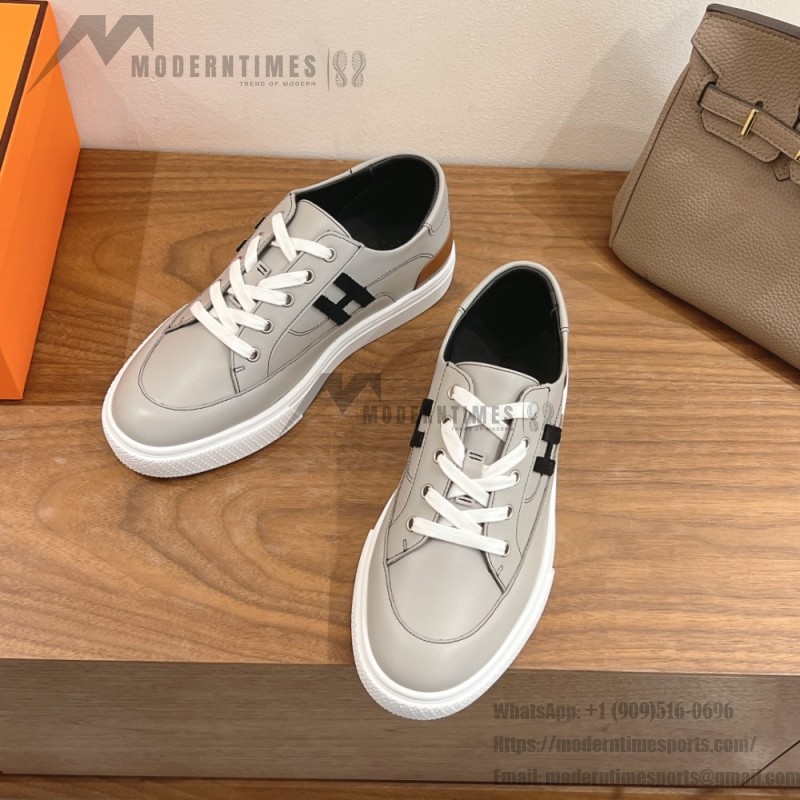 HERMES grey leather low-top sneakers unisex luxury designer shoes