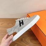 HERMES grey leather low-top sneakers unisex luxury designer shoes