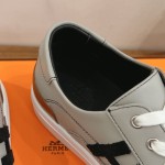 HERMES grey leather low-top sneakers unisex luxury designer shoes