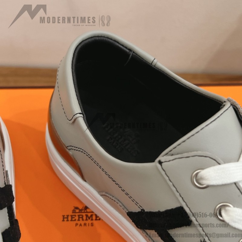 HERMES grey leather low-top sneakers unisex luxury designer shoes