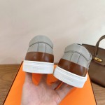 HERMES grey leather low-top sneakers unisex luxury designer shoes