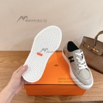 HERMES grey leather low-top sneakers unisex luxury designer shoes