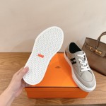 HERMES grey leather low-top sneakers unisex luxury designer shoes