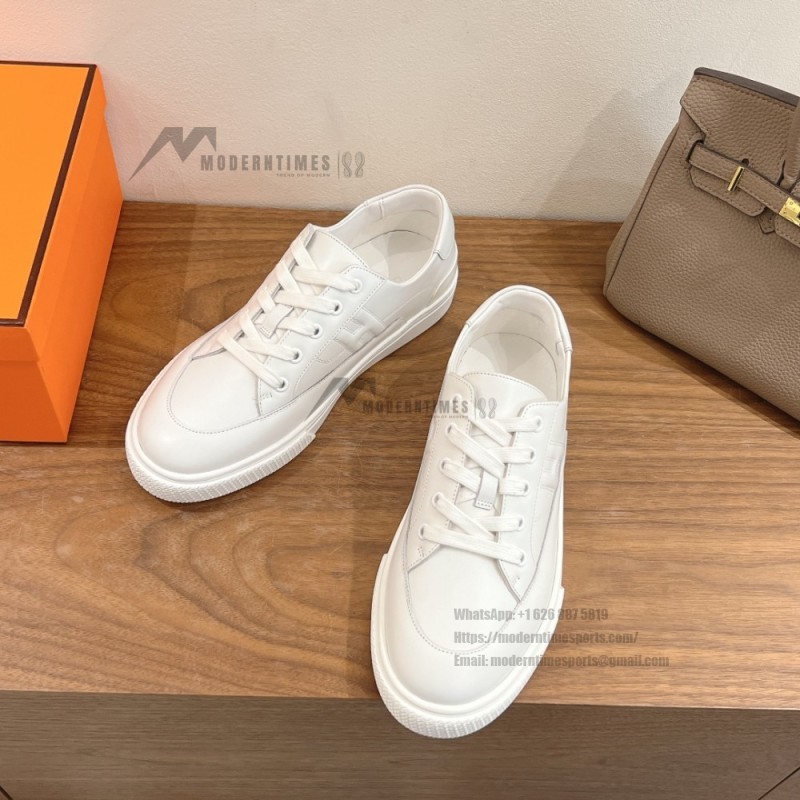 HERMES Deep leather sneakers H231888ZH1W440 white low-top unisex luxury shoes