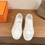 HERMES Deep leather sneakers H231888ZH1W440 white low-top unisex luxury shoes